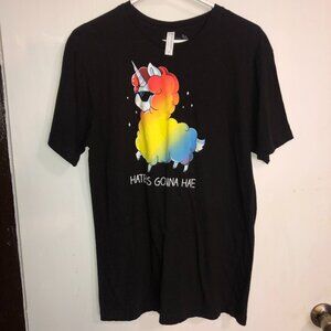 Tee Turtle Unicorn Graphic Black T-shirt, Size Medium
